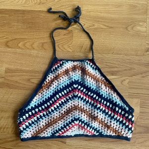 Crochet Top Cropped Halter Tank